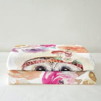 Crtani slom pokrivači Chic Cherry Cvjetovi bake za krevet Slatka životinjska fleca pokrivačica Purple