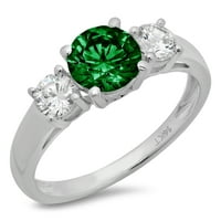 1.5ct okrugli rez zeleni simulirani smaragd 18k bijeli zlatni angažman za angažman kamena prstena veličine