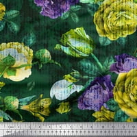 Soimoi Blue Poly Georgette Tkaninski listovi i cvjetna dekorska tkanina tiskana BTY Wide