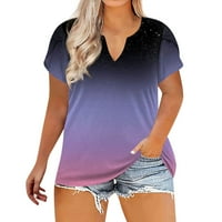 Womens-plus veličine-vrhovi Ljetni latica majica majica Ležerne prilike od tiskanih tina