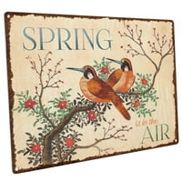 Proljeće je u metalnom znaku zraka 9 x12 , zidni dekor za dom i ured