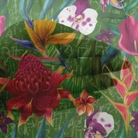 Onuone viskoza Šifon Šumska zelena tkanina cvjetna i napušta tropska tkanina za šivanje tiskane zanatske