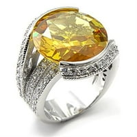 Luxe nakit dizajnira ženski srebrni prsten od žutog topaza kubične cirkonije - veličine 8