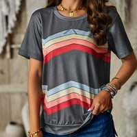 Kakina s radne majice za žene plus veličine Rainbow Tiskanje pulover kratkih rukava majica tiskane labave