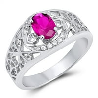 Vaša boja Sterling Silver Simulirani rubin prsten bend crveni cz Ženski veličine 8