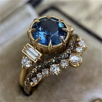 Prstenovi za tinejdžere Bright circon prsten okrugli plavi kameni nakit modni nakit angažirani prsten