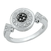 DazzlingRock kolekcija 0. Carat okrugli crno-bijeli dijamantski zaručni prsten za angažman za žene u
