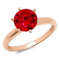 0. CT Sjajan okrugli rez Clear Simulirani dijamant 18K ružičasto zlato pasijans prsten sz 9.25