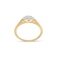 Dijamantna princeza 14kt žuti zlatni okrugli dijamantski klaster bridalni vjenčani prsten set CTTW