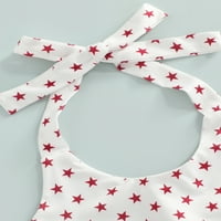 Dan nezavisnosti Outfits Girls Tie-up Ruffled Star Stripe Print Halter Tops Ripped traperice sa džepovima