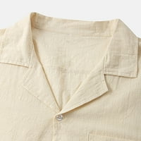RBAOFUJIE muške majice i kratke hlače 80-ih Oprema za muškarce Ležerne prilike ručno posteljina Gumb