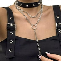 Vigvan Womens Glued Cross kožni Choker Steampunk stil dragulja Gothic Choker Legura metalne ogrlice