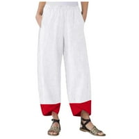 Hanas hlače modna ženska čvrsta boja ubode udisajni ležerni lobavi ulični džep ravno hlače za noge bijeli