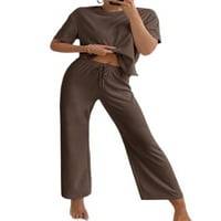 Lounge set Glookwis za žene Labavi noćni odjeća široke pantalone za noge Pajamas setovi kratkih rukava