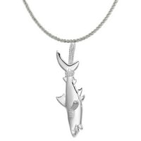 Carat u Karatsu sterling srebrna polirana završna obrada 3D morski pas visi s konopskog šarm Privjesak