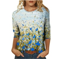 Bluze s dugim rukavima za žensku modnu ispisanu majicu rukava rukava okrugli vrat casual vrhovi