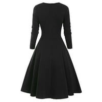 Manxivoo Crne haljine za žene Vintage Casual Plaid Print Gothic Haljina struka Contrast Conproksing