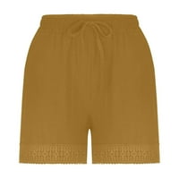 Booker Plus kratke hlače za žene Ljeto posteljina visoki struk čipka u gornjem jogu trčanja žute boje