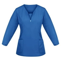 Ženske vrhove dugih rukava od pune bluze casual ženske majice V-izrez ljeto plavi xl