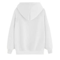 Dezsed Hoodies za žene na čišćenju Ženska tiskana dukserica Duks pulover vrhovi dugih rukava Bluse White