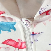 Liacowi Baby Boys Girls Fall Mompsuits Dugi rukav Dinosaurus Print Zip Up s kapuljačom Rompers Novorođenčad