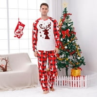 Apsuyy podudaranje za porodični topli božićni čovjek tata pleteni ispis bluza + hlače odjeća pidžama