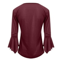 Smihono Clearence Ljeto Ženske modne košulje Trendna odjeća za žene Solid Nadled ruched vrhovi gumb