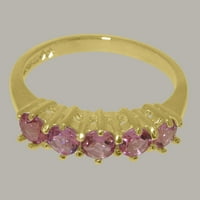 Britanska napravljena 9k žuto zlato prirodno ružičasto turmalin ženski vječni prsten - Opcije veličine