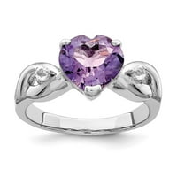 Čvrsta srebrna srebrna lavanda dragana prstena za uključivanje srca 7