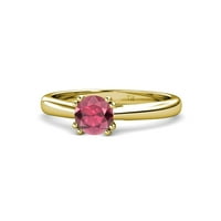 Rhodolite Garnet Prong SOLITAIRE zaručni prsten 1. CT u 14K žutom zlatu .Size 8.0