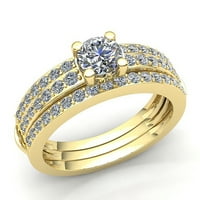 Originalna 0,5CTW Round Cut Diamond Dame Accent Solitaire Golvery Angažman prsten čvrste 10k ruža, bijeli
