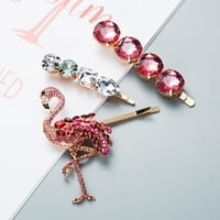 u setu Elegant Flamingo Barrettes Žene Rhinestone za kosu Moda Bobby PIN Dodaci za kosu akrilni kose