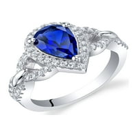 Stvoreno Blue Sapphire Sterling Silver Halo Crest prsten veličine 9
