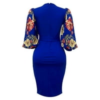 Maxi haljina za žene modne žene modni casual cvjetni ispis mjehurići srednje dužine plus rukav plus