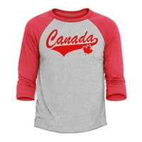 Trgovina4 god muške Kanade Crvena sa lišću Kanadska zastava Flowy Boxy Raglan bejzbol majica Mala Heather