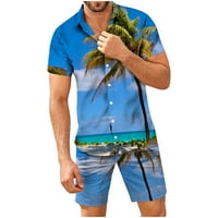 Inleife dvije odjeve za muškarce, muške havajske odjeće za plažu za ljeto boho majica s kratkim kratkim
