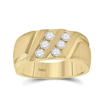 14k žuti zlatni okrugli dijamantni vjenčani dvostruki redni prsten CTTW