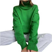 Ženski džemper sa dugim rukavima Basični pulover Top labave ležerne pletene skakače zelene veličine