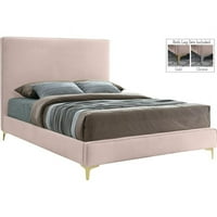 MAKLAINE savremeni ružičasti baršunasti baršunasti krevet sa zlatnim i kromiranim nogama
