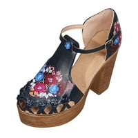 Dame Ljeto Retro modni okrugli nožni cvjetni sandale za petu