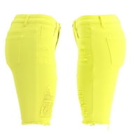 OKBOP Atletski kratke hlače za žene Ljetne traperice Boboy Boja rupa Velike traperice Hlače Jogger Yellow
