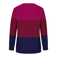 Fatuov ženska boja blok dugih rukava tunik na vrhu casual crew izrez labav pulover s-2xl