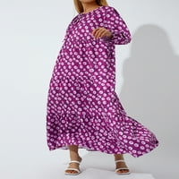 Žene Geometrijski tisak Dugi haljina V-izrez Dugi rukav slobodni modni haljini za proljetni boemski