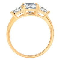 2.82ct Sjajni smaragdni rez Clear Simulirani dijamant 18k žuti zlato Trobotan prsten SZ 4.5