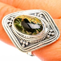 Veliki australijski zeleni opal Sterling srebrna prstena 9 9. - Ručno rađen boho vintage nakit zvona119198