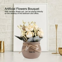 Keramička vaza umjetna silska ruža cvijeća za cvijeće udružene kućne dekorativne ukrase bijele boje