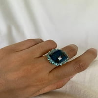 Carillon ahate prsten, prirodni dragušni klaster 11. CT Sterling srebrni prsten za žene, Veličina prstena: