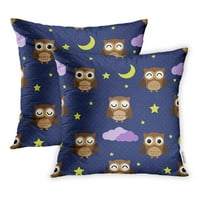 Plave baby sove u noćnim zvijezdama Oblaci i mjesečev uzorak jastučnicu za jastuk, skup od 2