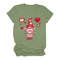 CETHRIO majice za žensko-kratki rukav zaljubljeni za Valentinovo tiskani povremeni pulover majica bluza