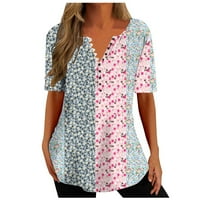 Fefernal ženska bluza za bluzu bluza Vintage Gradijent Ispis kratkih rukava Ležerne prilike Basic Top